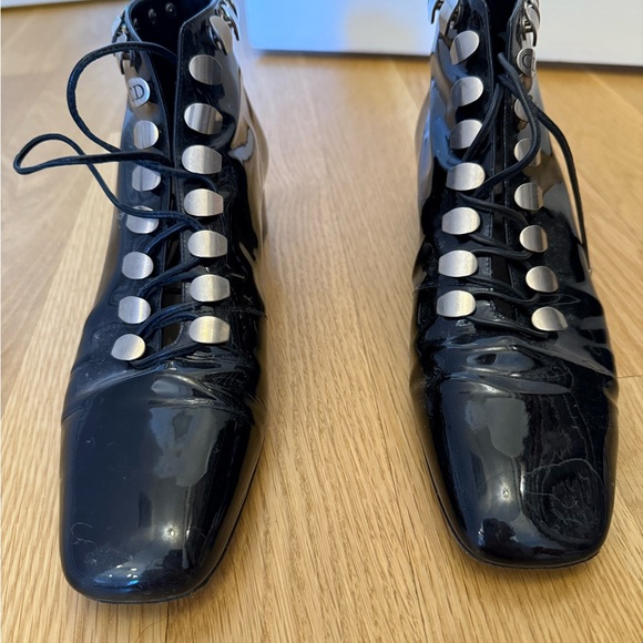 Christian Dior black patent lace up boots - Picture 1 of 4